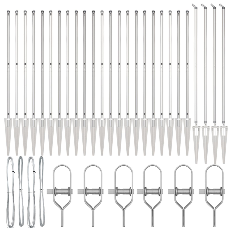 Zaunpfähle mit Spitze 26 Stück Ø32 mm 140 cm verzinkter Stahl