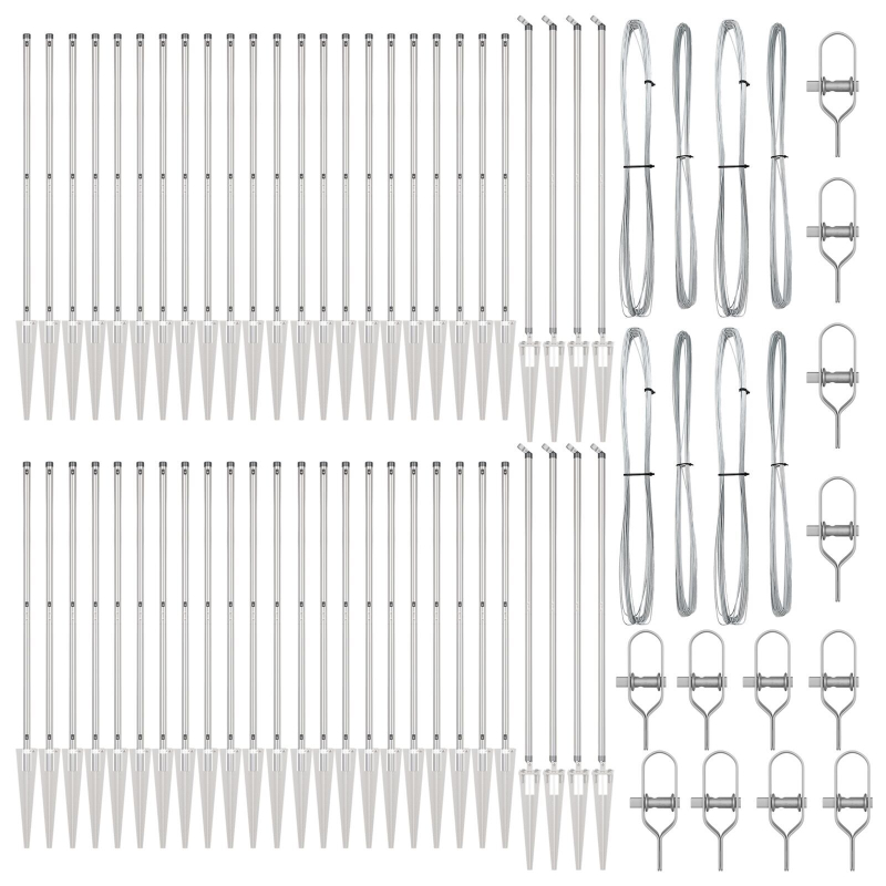 Zaunpfähle mit Spitze 52 Stück Ø32 mm 140 cm verzinkter Stahl
