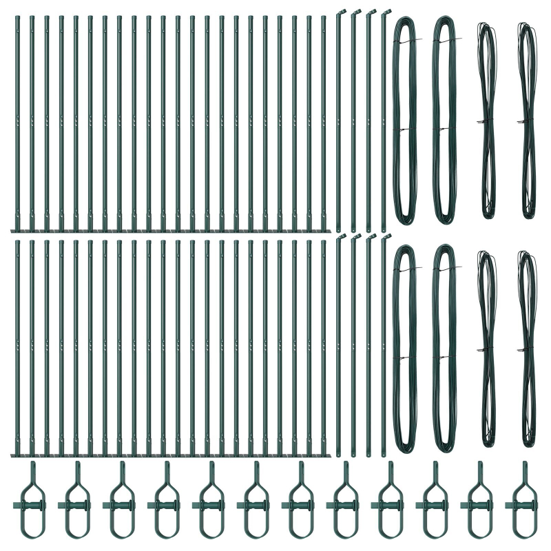 Zaunpfosten mit Bodenplatten 52 Stück Ø32mm 83,5cm verzinkter Stahl