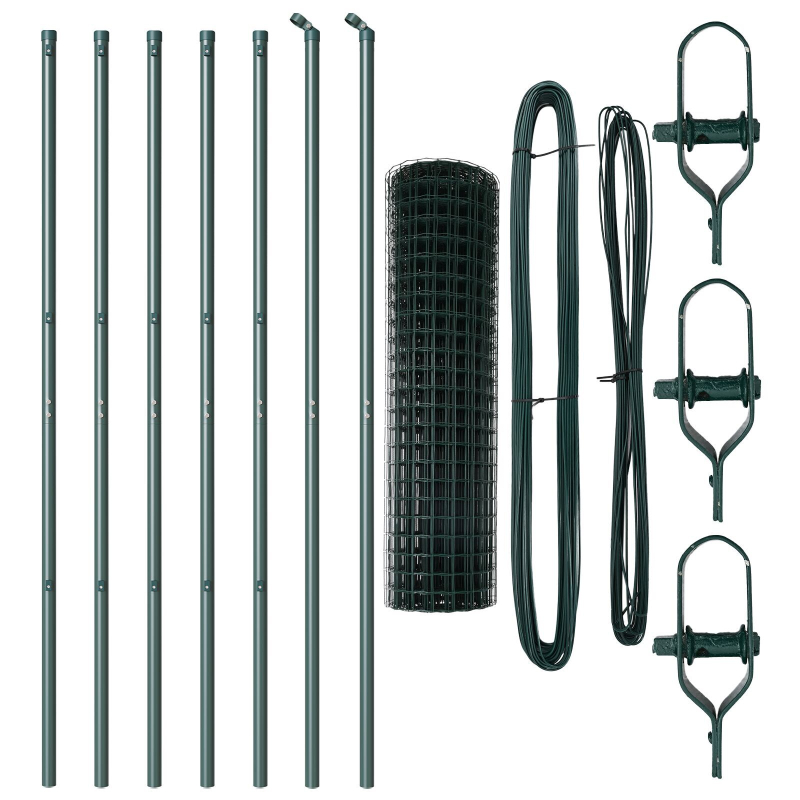 Euro Zaun Set mit 2 Grün Pulverbeschichteter Stahl 10 x 1,2 m