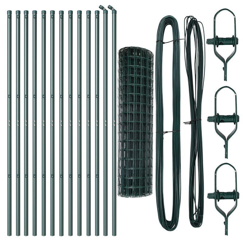 Euro Zaun Set aus 2 Grün Pulverbeschichtetes Metall Groß