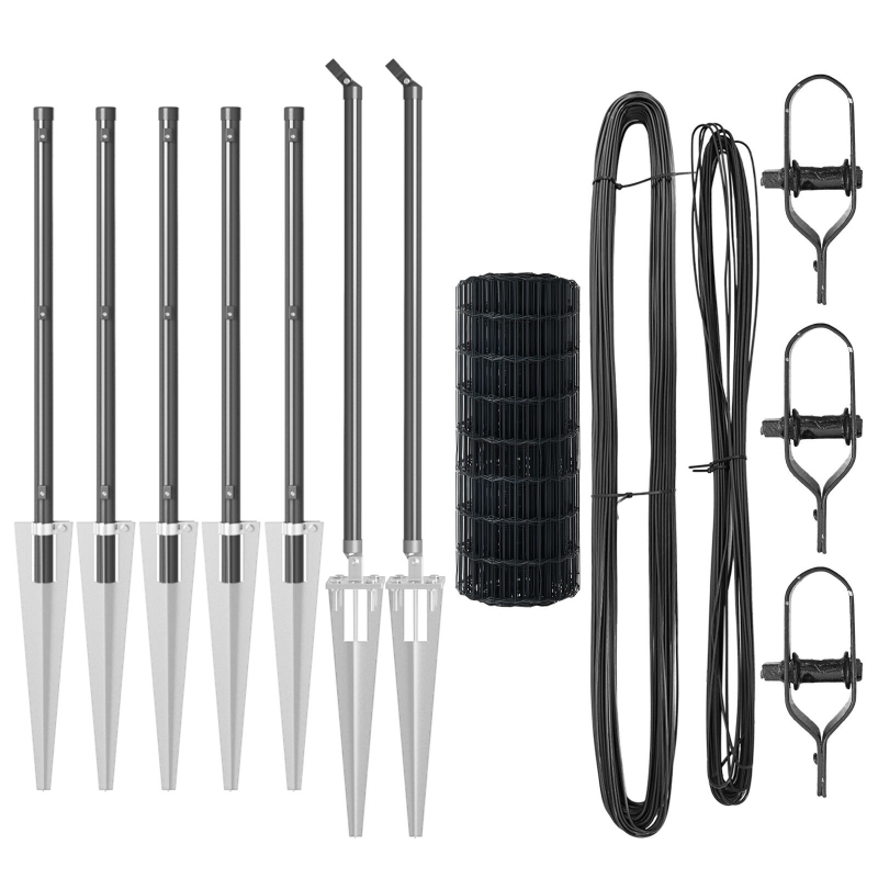 Euro Zaun mit 7 Spikepfosten 0.8x10 m verzinkter Stahl Grau
