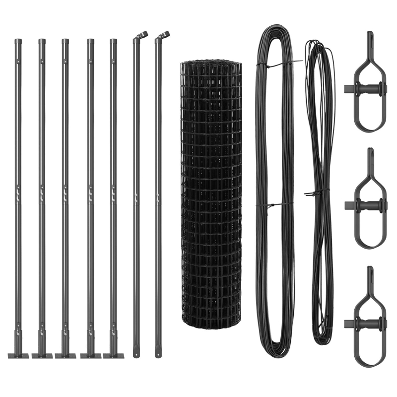 Eurozaun Set aus 2 Grau Metall 10 x 1 m Langlebig Zaun