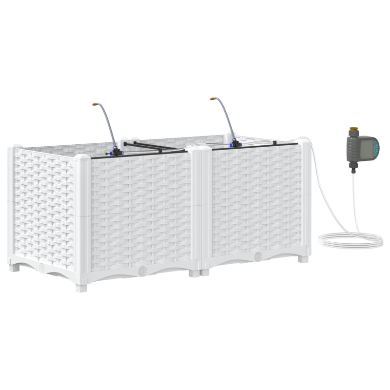 Gartenpflanzgefäße mit Bewässerungssystem 2 Stück Weiß