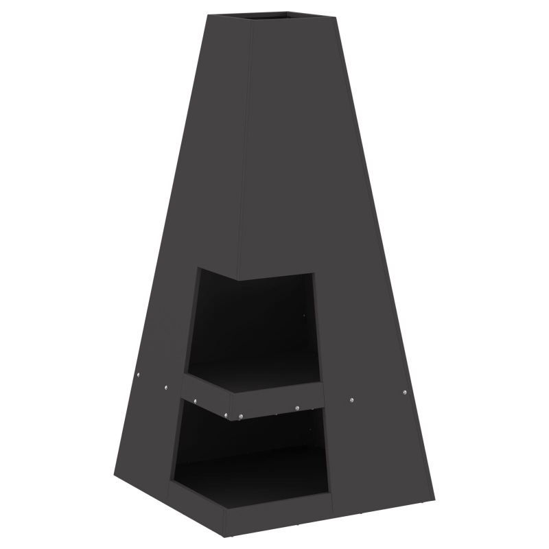 Feuerstelle mit Holzlagerung Schwarz 50x50x100 cm Stahl