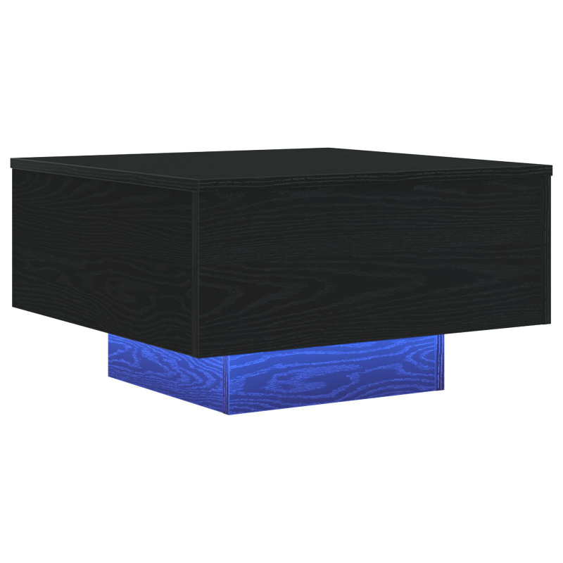 Couchtisch mit LED-Lichtern Schwarz Eiche 55x55x31 cm