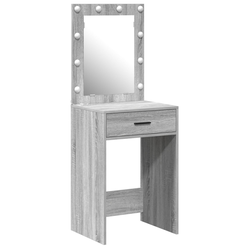 Schminktisch mit LED-Lichtern Grau Sonoma 50x41x135 cm
